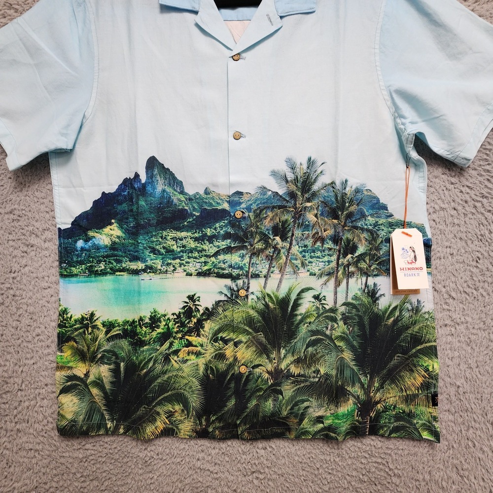 Roark Gonzo Palms Camp Collar Shirt Men Large Hinano Otemanu Vacation Travel NEW - Picture 4 of 14